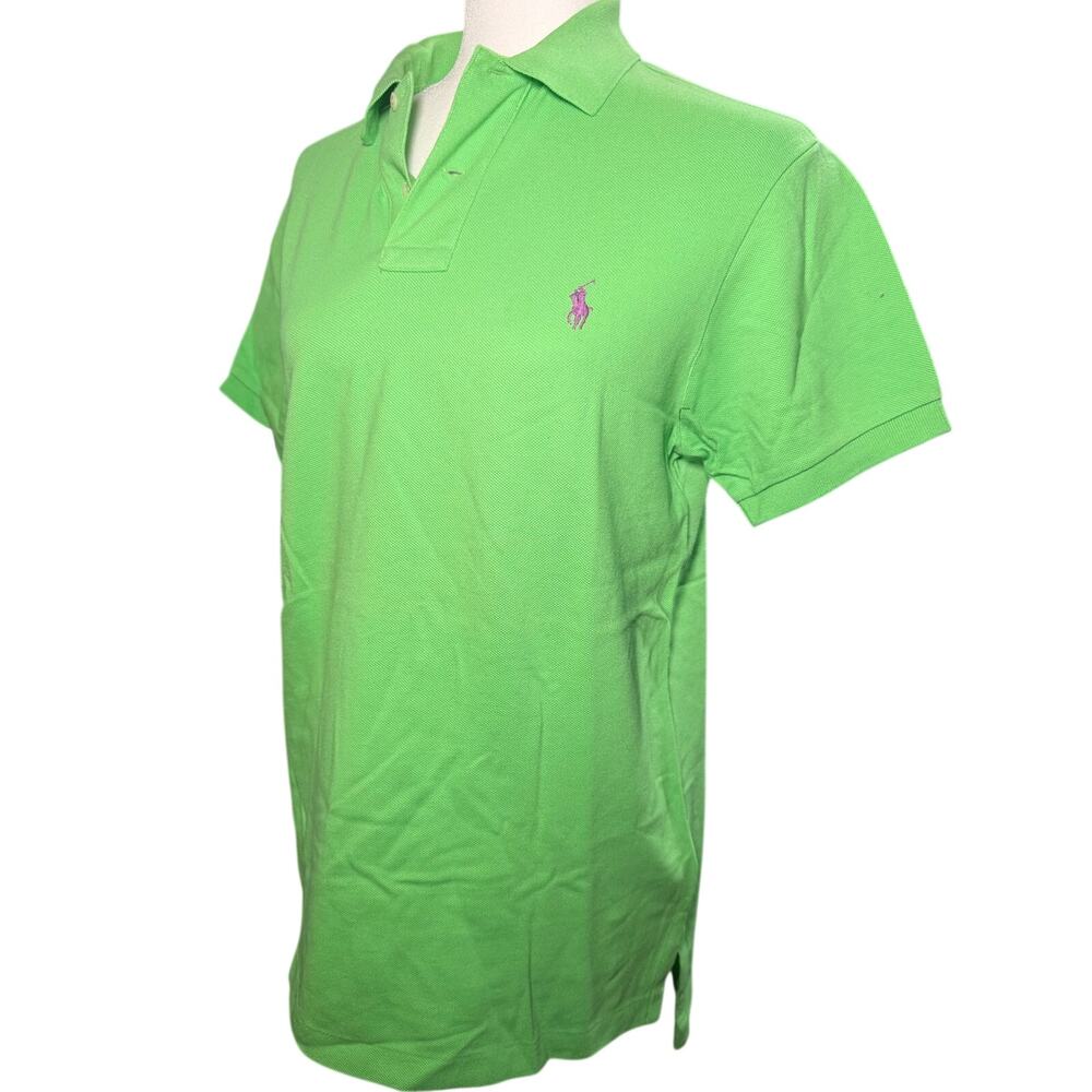 Polo Ralph Lauren Lime Green Polo Shirt, Purple Pony, Custom Fit, Men Small, NWT